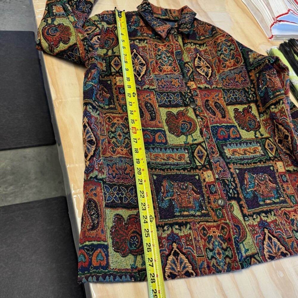 Chico’s Vintage Tapestry Sequin Patchwork Jacket Shaket Medium - Picture 11 of 13